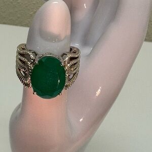 Elegant Green Onyx Gemstone Silver Ring